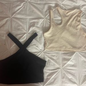 black and cream crop tops size large